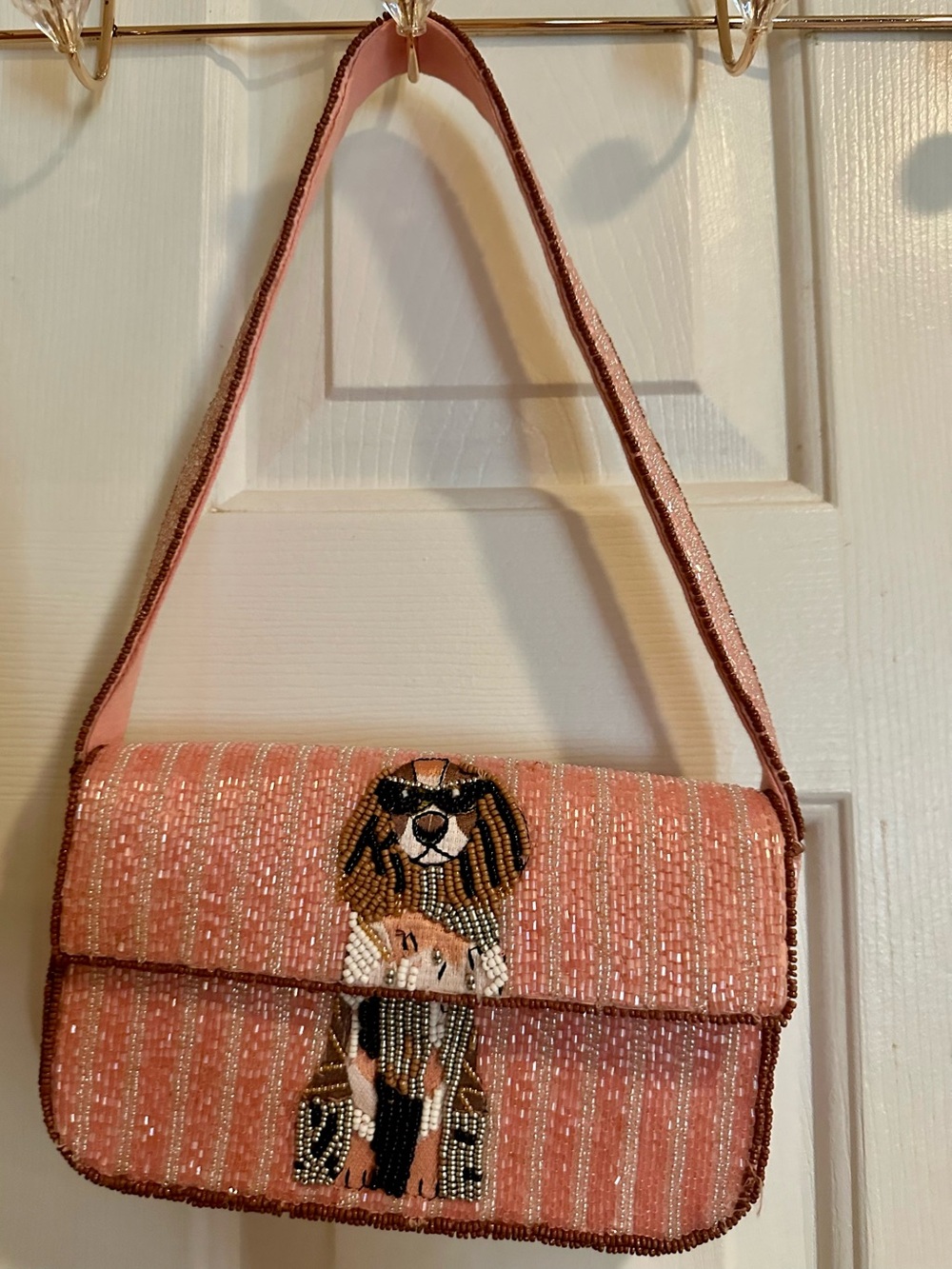 Anthropologie Fiona Beaded Cocker Spaniel Bag